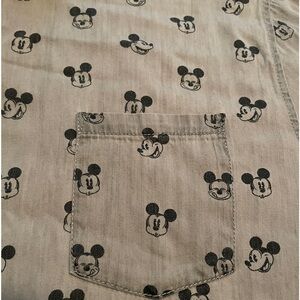 Disney Men’s Large Mickey Mouse cotton button-up shirt - denim gray